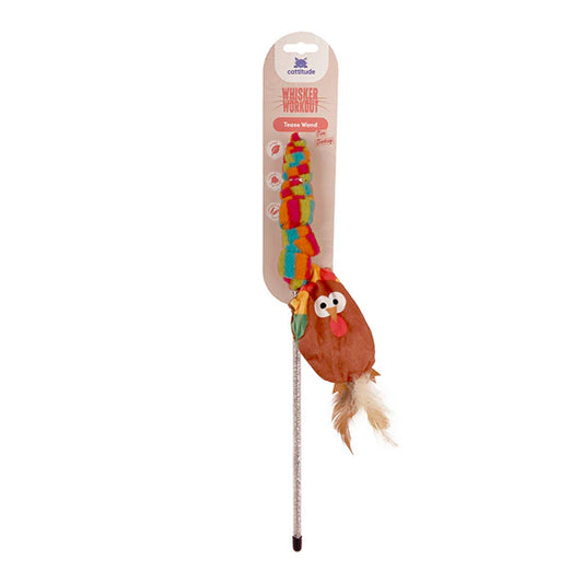 Cattitude Whisker Workout Tim Turkey Wand Cat Toy